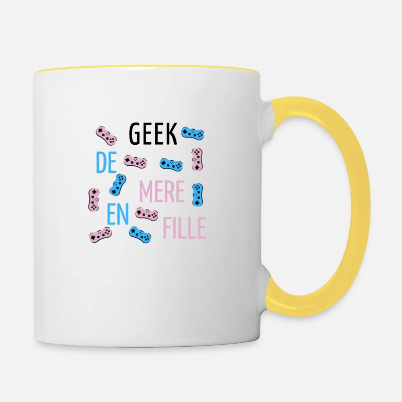 Geek von der Mutter zur Tochter - Tasse zweifarbig - Weiß/Gelb