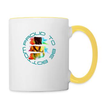 Fier d’être en bas - Mug contrasté - blanc/jaune - Droite