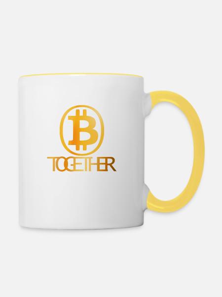 Bitcoin zusammen - Tasse zweifarbig - Weiß/Gelb