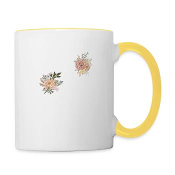 Blumen zum 81-jährigen Jubiläum (Geschenk von 81 Jahren) - Tasse zweifarbig - Weiß/Gelb - Rechts