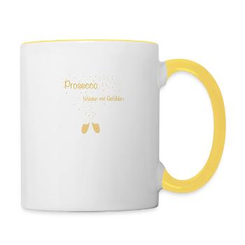 Prosecco – water with emotion – sparkling wine in glasses - Contrasting Mug - white/yellow - Right