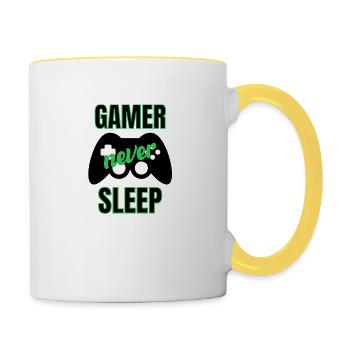 Gamer never sleep - Mug contrasté - blanc/jaune - Droite
