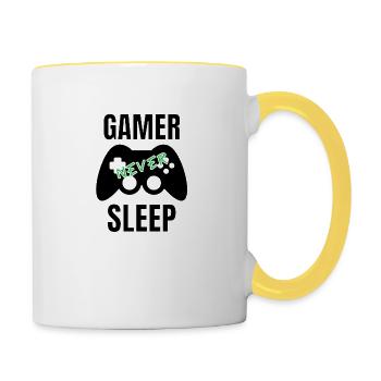Gamer never sleep - Mug contrasté - blanc/jaune - Droite