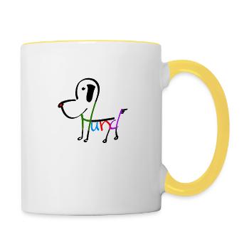 Hund - Tasse zweifarbig - Weiß/Gelb - Rechts