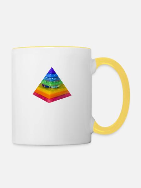 Regenbogen- Dimension Pyramide - Tasse zweifarbig - Weiß/Gelb