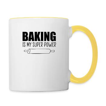 Baking is my super power funny quote - Contrasting Mug - white/yellow - Right