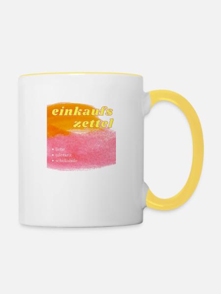 einkaufszettel - Tasse zweifarbig - Weiß/Gelb