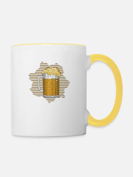 Becher - Tasse zweifarbig - Weiß/Gelb