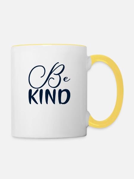 Be Kind - Tasse zweifarbig - Weiß/Gelb