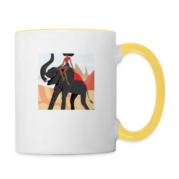 girl riding elephant - Contrasting Mug - white/yellow - Right