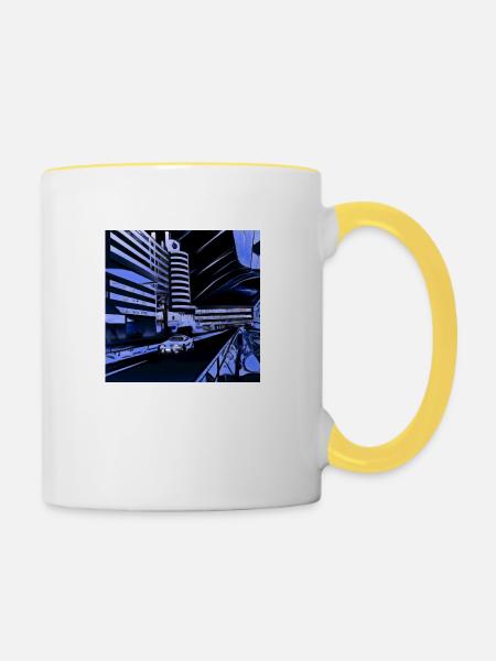 Design “Munich-4” - Tasse zweifarbig - Weiß/Gelb
