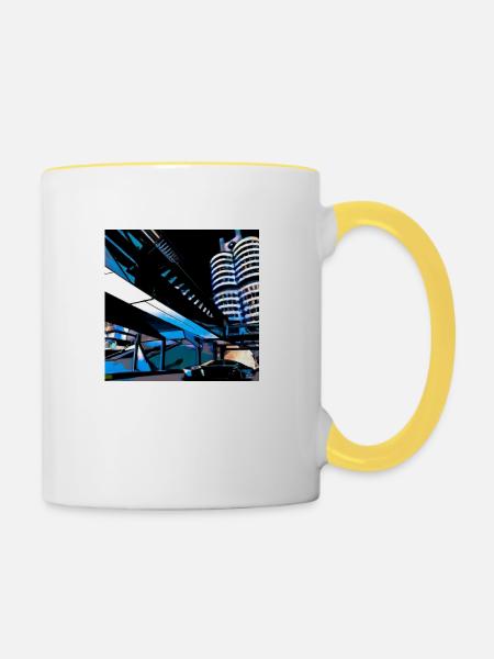 Design “Munich-1” - Tasse zweifarbig - Weiß/Gelb