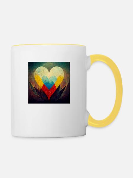Friedensliebe Und Einheit - Tasse zweifarbig - Weiß/Gelb
