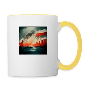 Pas de peinture triste de guerre - Mug contrasté - blanc/jaune - Droite