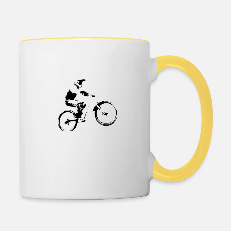 mtb vtt descente - Mug contrasté - blanc/jaune