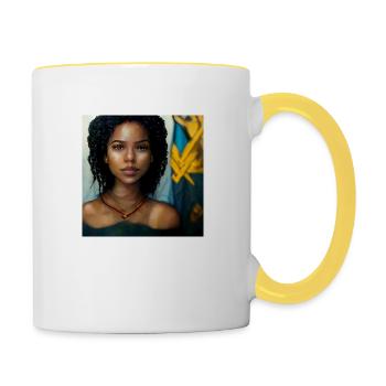 Schöne Schwarze Haitianische Frau - Tasse zweifarbig - Weiß/Gelb - Rechts
