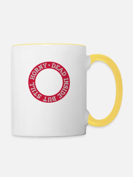 dead inside but horny - Tasse zweifarbig - Weiß/Gelb