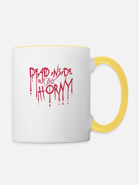 dead inside but horny - Tasse zweifarbig - Weiß/Gelb
