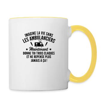 humour ambulancier - Mug contrasté - blanc/jaune - Droite