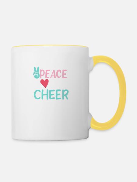 Frieden Liebe Jubel - Tasse zweifarbig - Weiß/Gelb