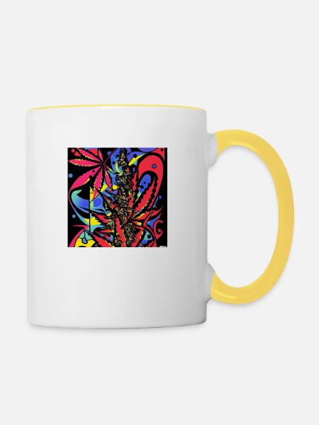 Psychedelic Cannabis II - Tasse zweifarbig - Weiß/Gelb