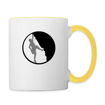 Spaß Klettern Gipfel erklimmen - Tasse zweifarbig - Weiß/Gelb - Rechts