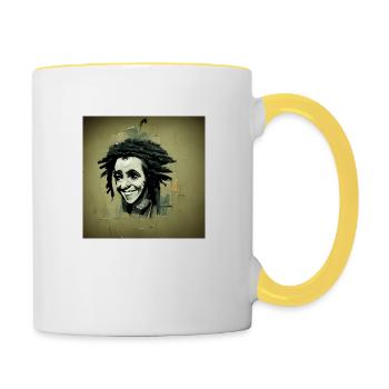 Peinture à croquis rastafari - Mug contrasté - blanc/jaune - Droite