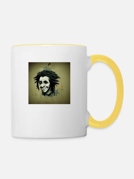 Rastafari-skizzenmalerei - Tasse zweifarbig - Weiß/Gelb