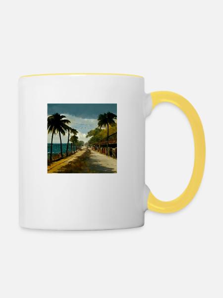 Jamaikanische Avenue - Tasse zweifarbig - Weiß/Gelb