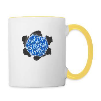 tierschutz gemüse fußspuren angelverein - Tasse zweifarbig - Weiß/Gelb - Rechts