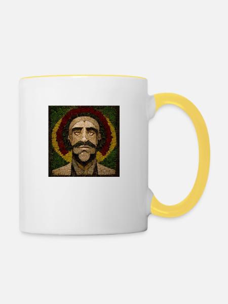 Mosaik Rasta-malerei - Tasse zweifarbig - Weiß/Gelb