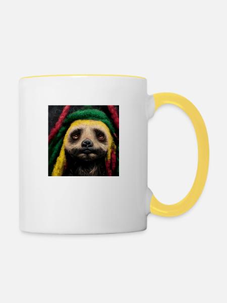 Rasta-faultier - Tasse zweifarbig - Weiß/Gelb
