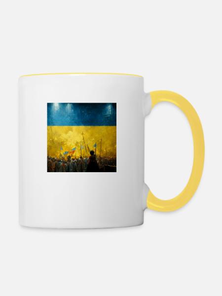 Sieg Der Ukraine - Tasse zweifarbig - Weiß/Gelb