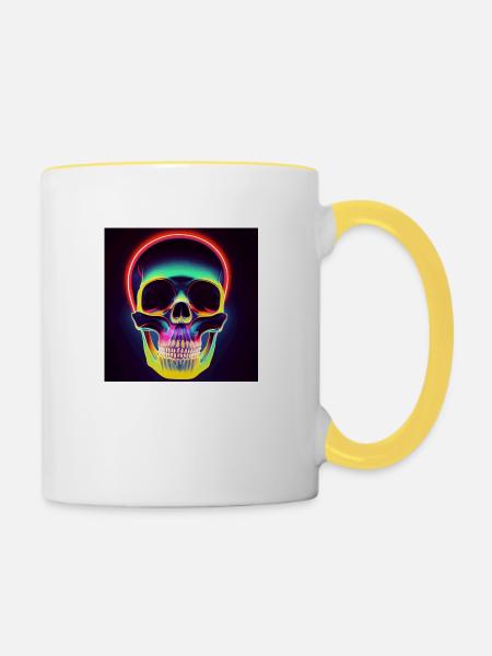 Disco-schädel - Tasse zweifarbig - Weiß/Gelb
