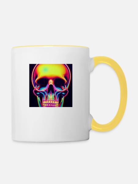Disco-schädel - Tasse zweifarbig - Weiß/Gelb