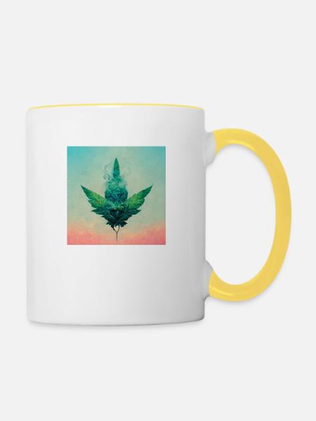 Cannabis-träume - Tasse zweifarbig - Weiß/Gelb