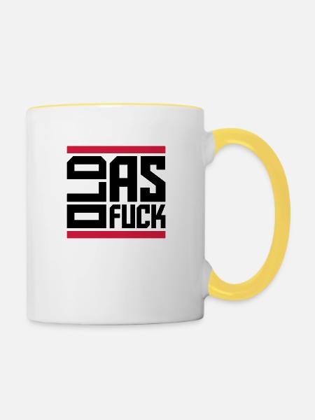 old AF Text Logo - Tasse zweifarbig - Weiß/Gelb