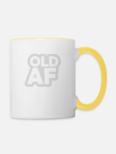old AF Text Logo - Tasse zweifarbig - Weiß/Gelb