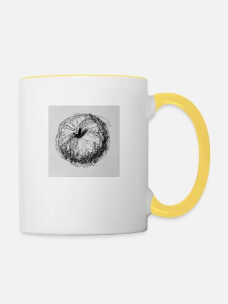 Apfel - Tasse zweifarbig - Weiß/Gelb