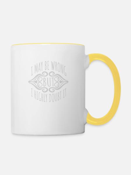 I may be wrong - Tasse zweifarbig - Weiß/Gelb