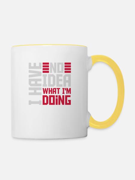 I Have No Idea - Tasse zweifarbig - Weiß/Gelb