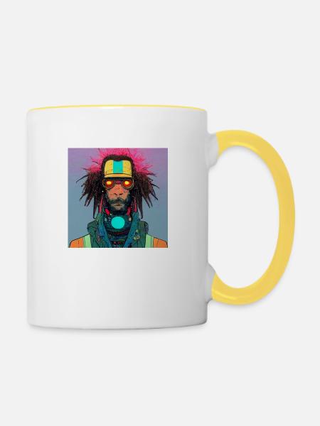 Cyborg Rasta - Tasse zweifarbig - Weiß/Gelb
