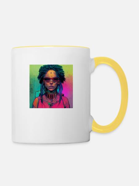 Cyborg Rasta - Tasse zweifarbig - Weiß/Gelb