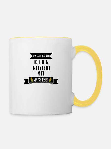 Infiziert mit Maisfieber - Tasse zweifarbig - Weiß/Gelb