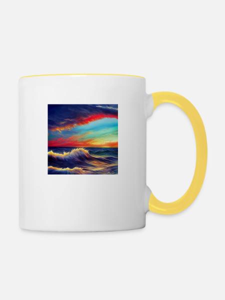 Trippy Ozean - Tasse zweifarbig - Weiß/Gelb