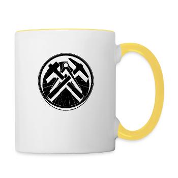 Dachdecker Zunft Wappen Handwerk Handwerker Dach - Tasse zweifarbig - Weiß/Gelb - Rechts