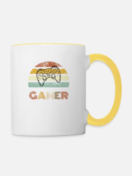 Gamer - Tasse zweifarbig - Weiß/Gelb