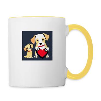 Hund Liebe Zuneigung Illustration Hundeliebhaber - Tasse zweifarbig - Weiß/Gelb - Rechts