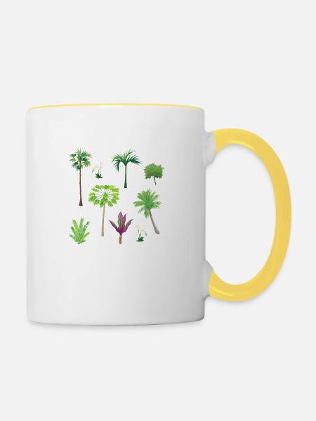 Asiatische Pflanzen Muster - Tasse zweifarbig - Weiß/Gelb