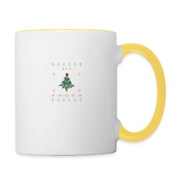 Arbre de Noël moche Noël - Mug contrasté - blanc/jaune - Droite
